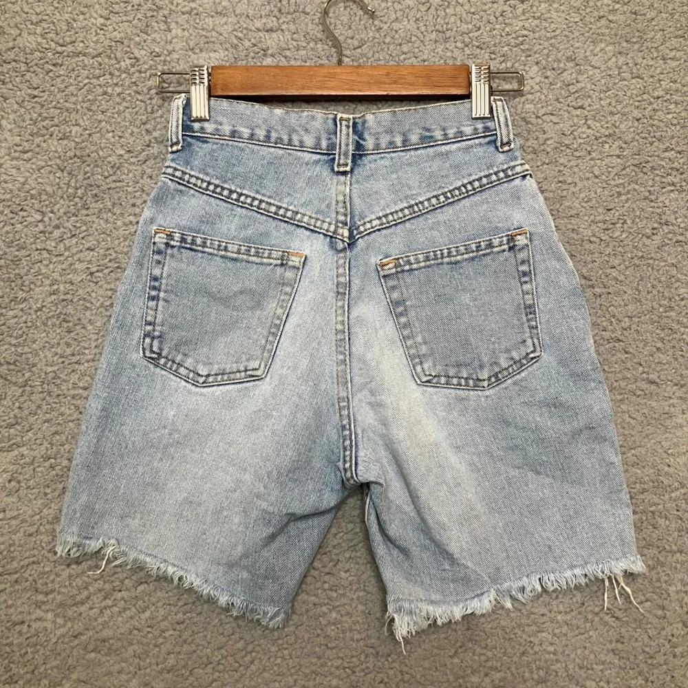 VTG Nuovo County Seat Jean Shorts‎ XS High Rise Light Denim Raw Hem Cut Off USA